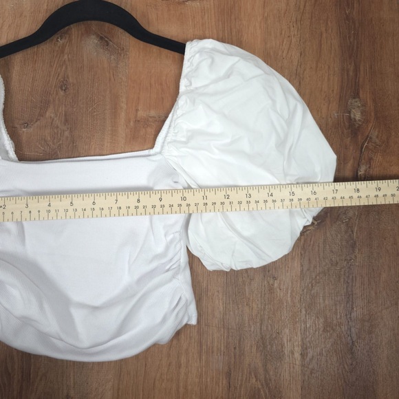 NWT ZARA White Puff Short Sleeve Square Neck Ribbed Crop Top 1660/809 SMALL - Picture 6 of 11